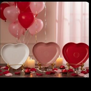 Fiesta Heart-Shaped Plates in White, Peony, and White